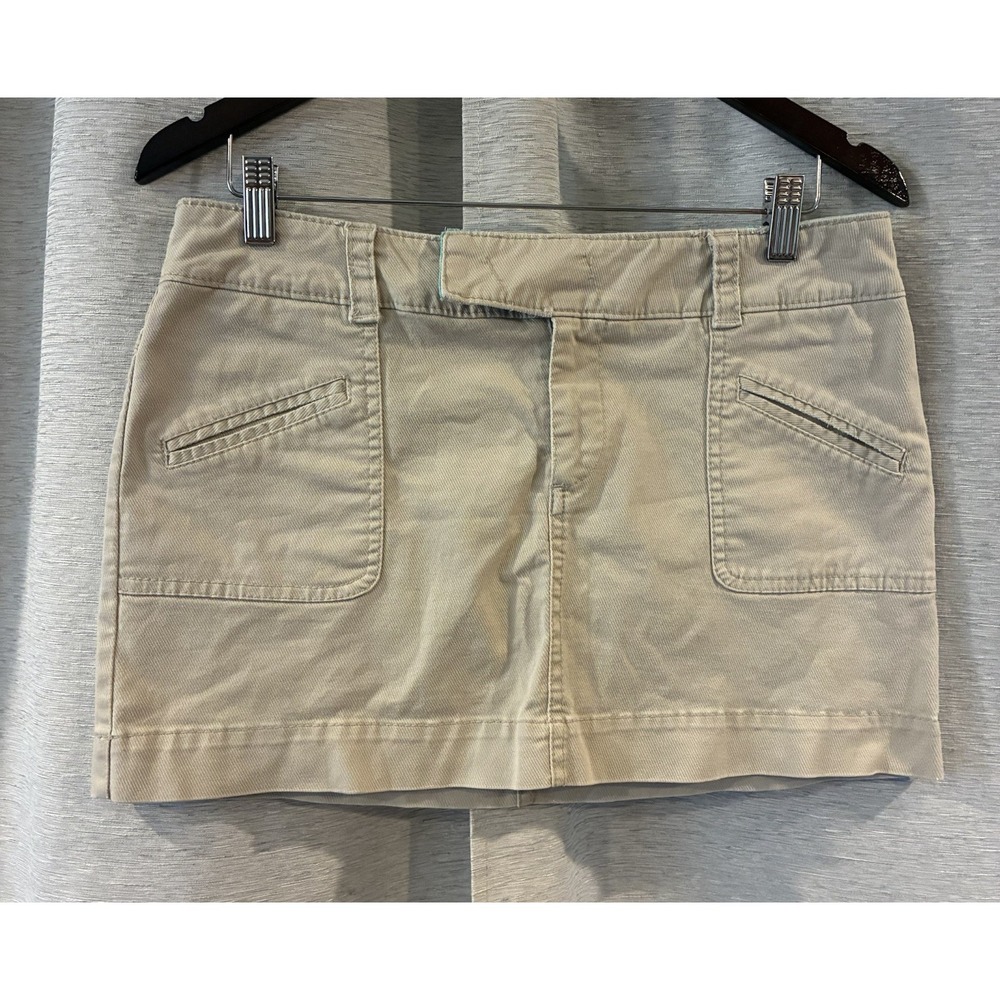 Vintage American Eagle Khaki Cotton Y2K Mini Skirt Womens Size 8 Pockets